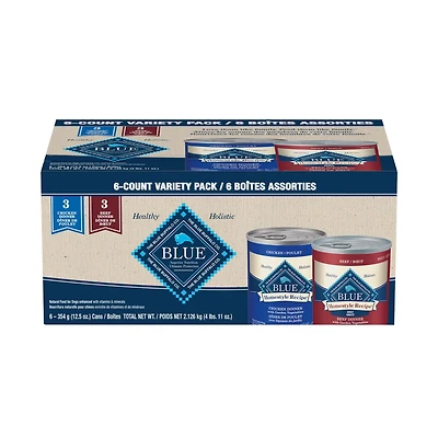 Blue Buffalo Homestyle Recipe Nourriture Humide pour Chiens Adultes, Assortiment de Repas au Poulet et au Bœuf BLUE HR boîtes assorties poulet et boeuf