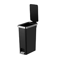 Better Homes & Gardens 40l Slim Vertical Kitchen Step Trash Can, Black, BHG 40l Kitchen Step Bin - Black