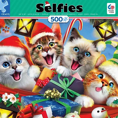 Puzzle Ceaco 500 pièces, Chats des Fêtes Selfie