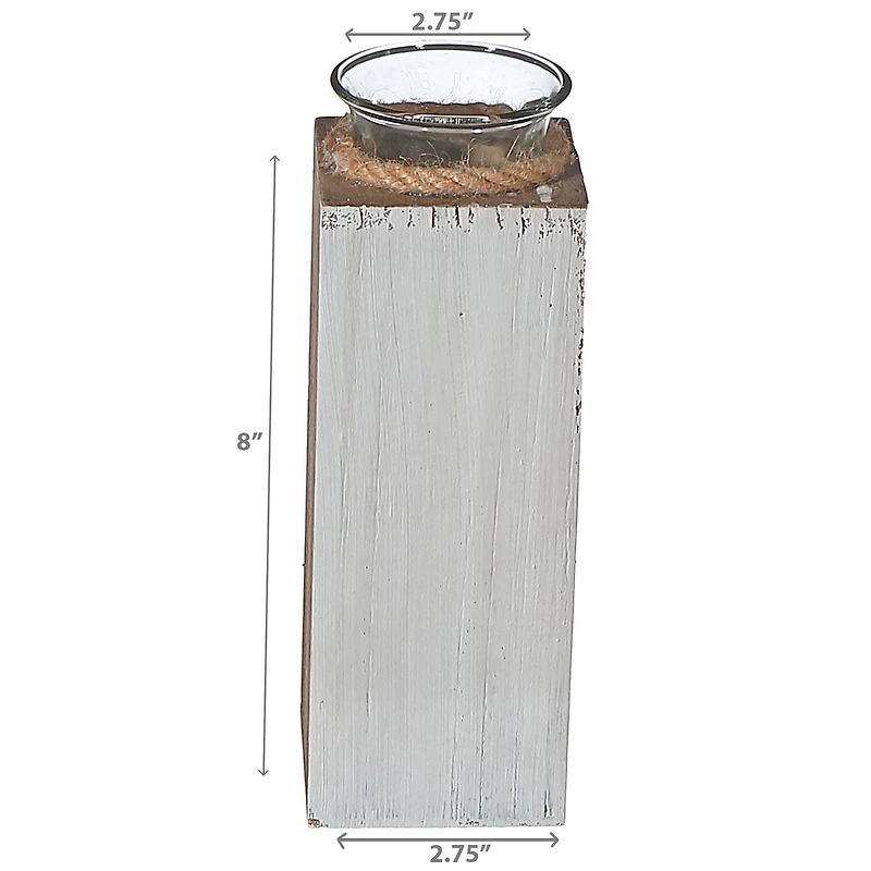 IH Casa Decor Bougeoir En Bois En Bois Blanc Avec Corde 8"