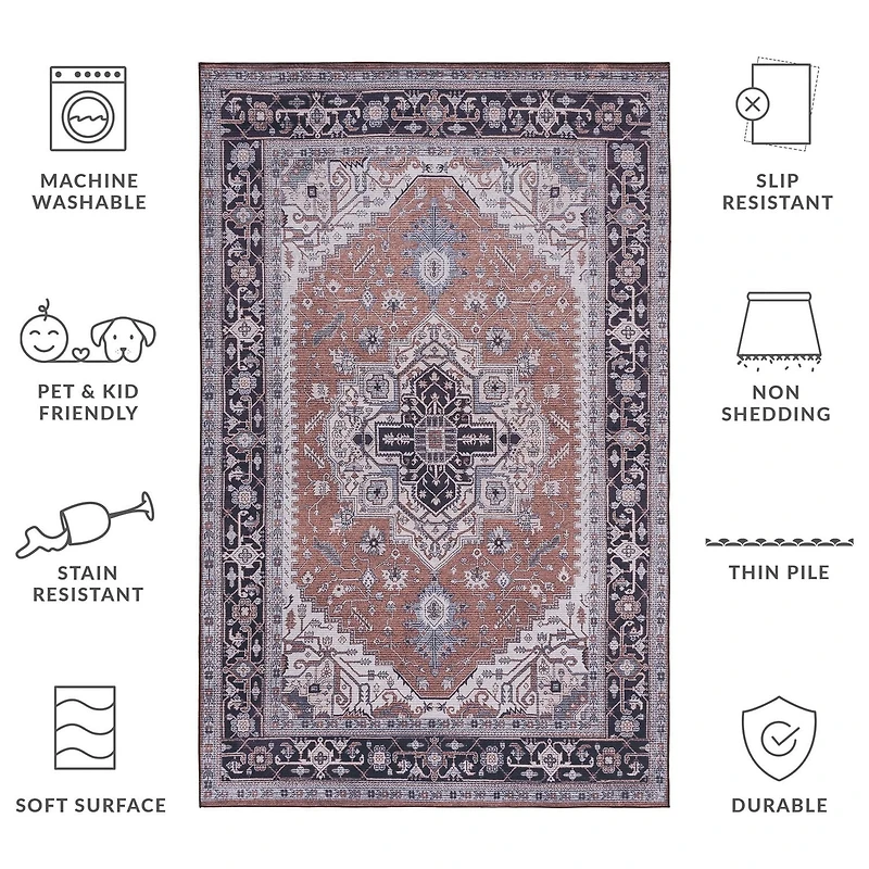 SAFAVIEH Tuscon Drew Tapis Traditionnel Lavable en Machine