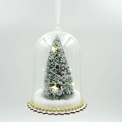 FRAÎCHE Holiday LED Brush Tree in Dome Ornament set, 2 pack