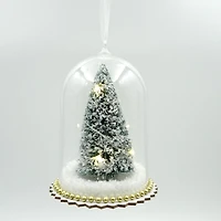 FRAÎCHE Holiday LED Brush Tree in Dome Ornament set, 2 pack