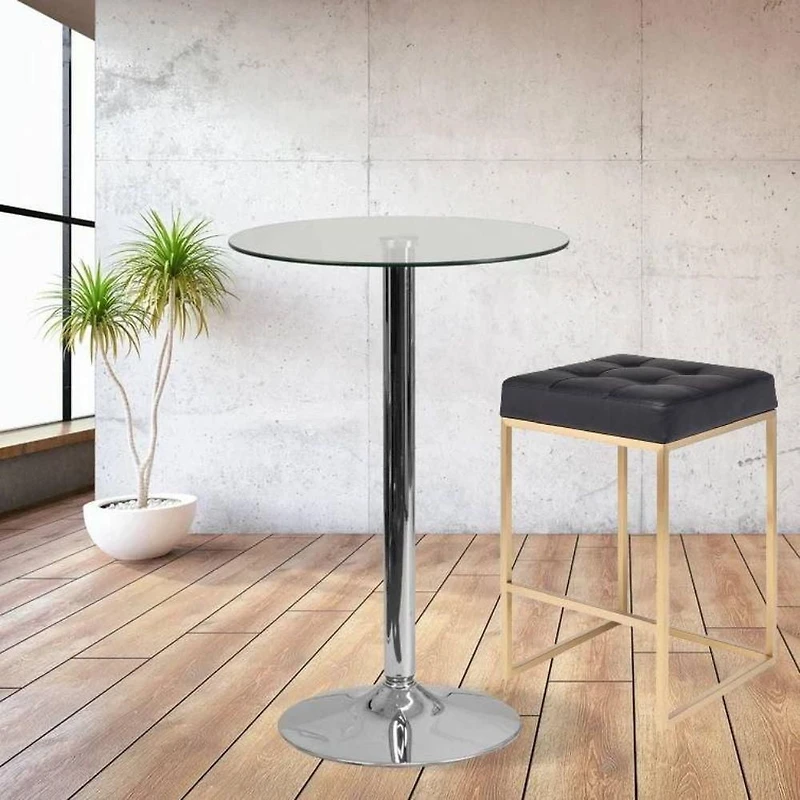 Tabouret de bar moderne et luxueux – Design élégant sans dossier avec pieds dorés brillants, siège rembourré, mélange parfait de style et de confort pour les cuisines et les bars