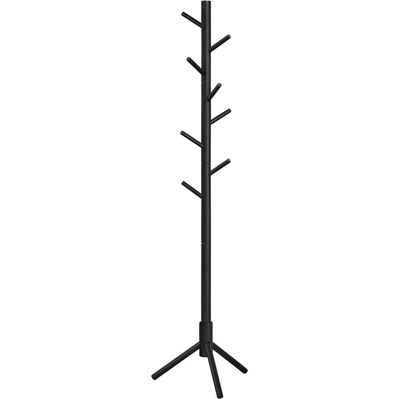 Boutique Home Adjustable Free-standing Coat Rack with 8 Hooks & 3 Height Options, Black