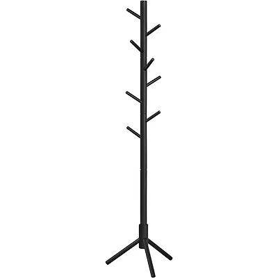 Boutique Home Adjustable Free-standing Coat Rack with 8 Hooks & 3 Height Options, Black