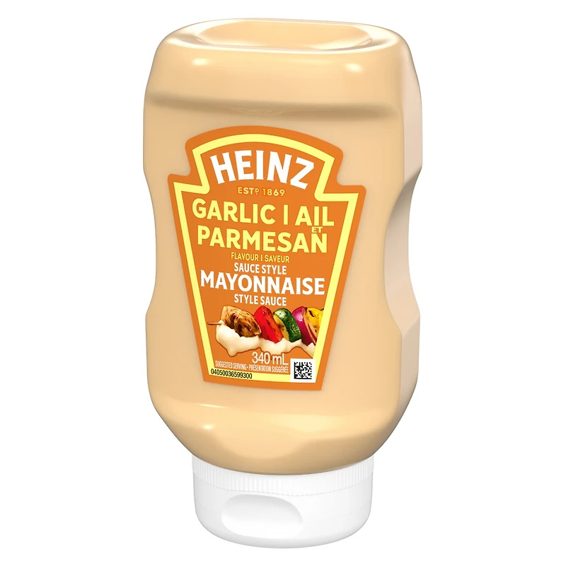 Sauce Style Mayonnaise À La Saveur D'Ail Et De Parmesan, Bouteille Mayonnaise aux cornichons Heinz