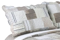 Marina Décoration Literie d'été ultra douce avec couvre-lit matelassé et taie d'oreiller, motif écossais moderne taupe