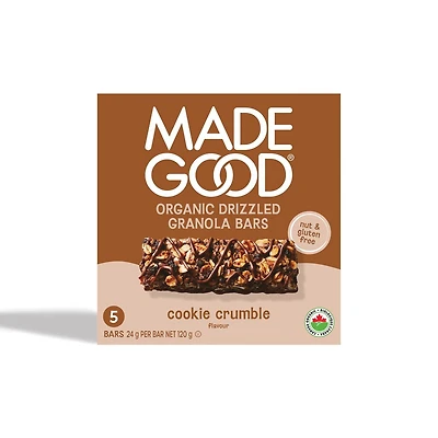 MadeGood Barres granola avec filet de chocolat Croustillant de biscuits Boîte de 5 barres Boîte de 5 barres