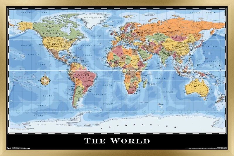 Map - World Wall Poster, 22.375" x 34"