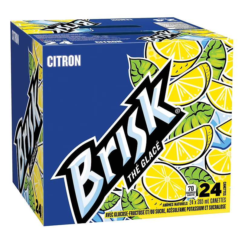 Brisk Lemon Iced Tea 24 x 355mL, Cans, 24x355mL