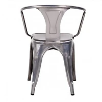 Chaise à accoudoirs emblématique Tolix Gunmetal – Chaise de salle à manger en métal durable, légère et de style industriel, parfaite pour les espaces modernes, rustiques ou urbains