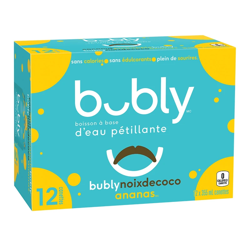 Bubly Coconut Pineapple Sparkling Water 12 x 355 ml, Cans.