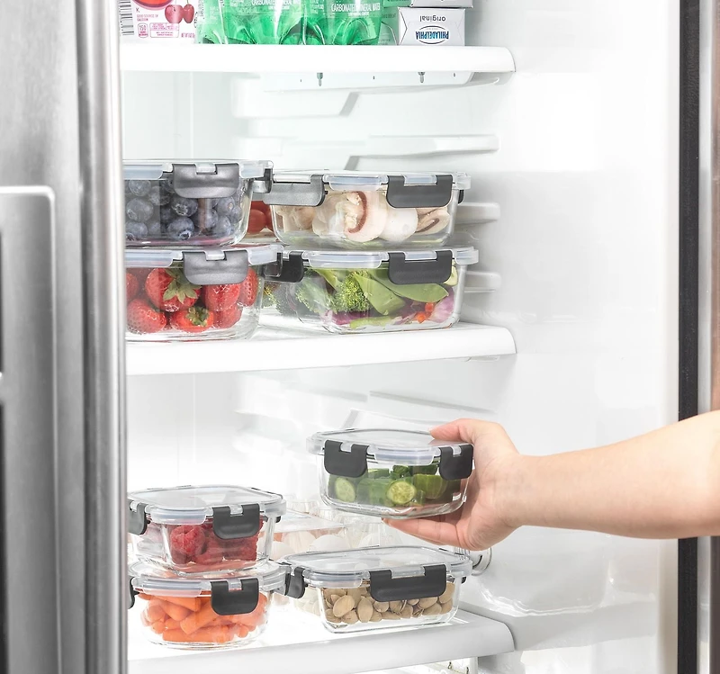 JoyFul by JoyJolt 24 Piece Glass Storage Containers with Leakproof Lids Set - Black