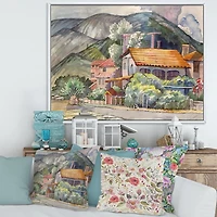 Designart Greek Landscape Off The Coast Of The Aegean Sea  FLOAT FRAME WALL ART