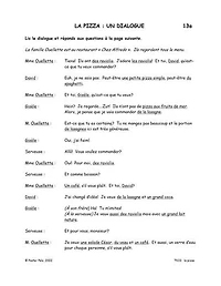 The Fsl Classroom La Pizza French Reproducible Teaching Activities