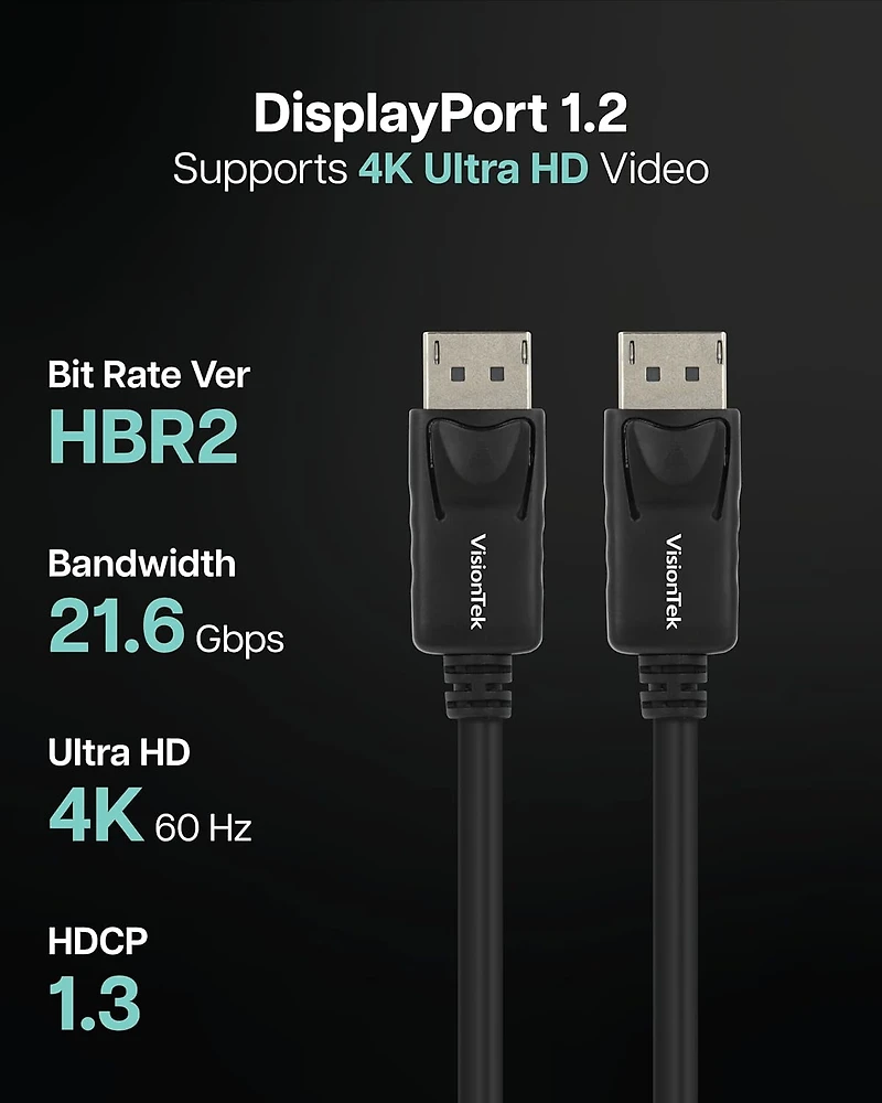 Visiontek DisplayPort to DisplayPort (M/M) 2 Meter Cable