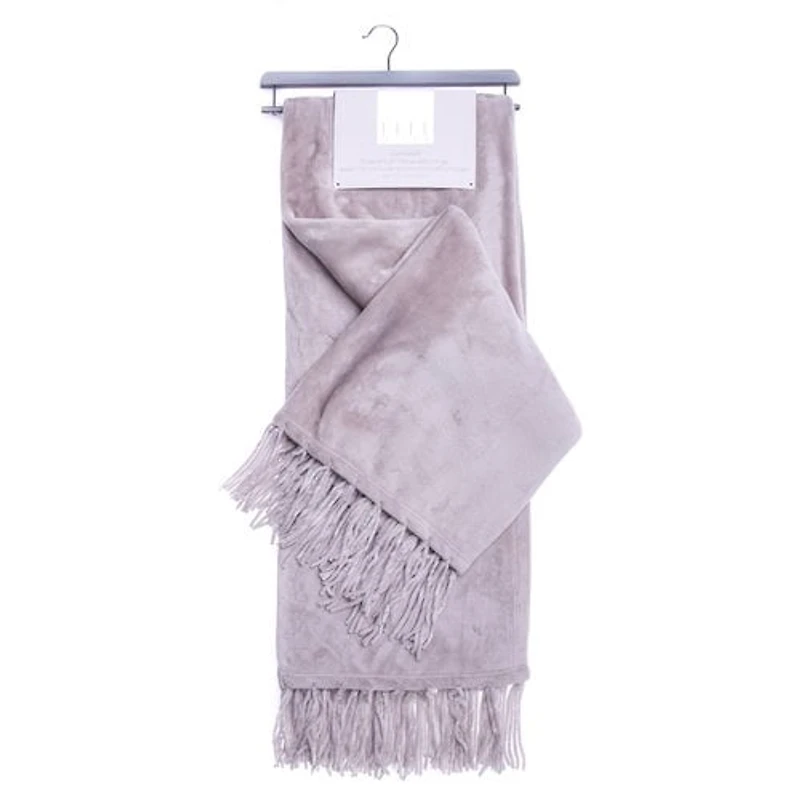 Elle Decor Chenille Fringe Sofa Throw - Peluche douce en flanelle chaude - Pour canapé et canapé