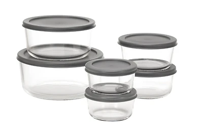 MAINSTAYS Round glass food storage set with PE Lid, Volume: 1/2/4/7cup