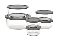 MAINSTAYS Round glass food storage set with PE Lid, Volume: 1/2/4/7cup
