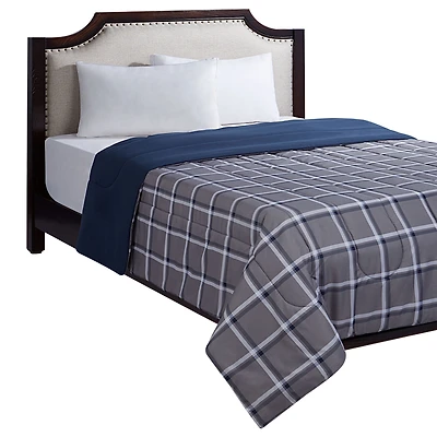 Mainstays Plaid Grey Comforter, Double/Queen
