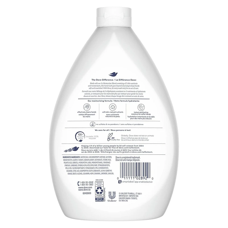 Dove Bouteille Hydratation Profonde Nettoyant pour les Mains