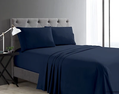 Swift Home Basic 4-Piece Double Size Sheet Set, Ultra Soft, Deep Pocket, Easy Care Bedding Set, Navy