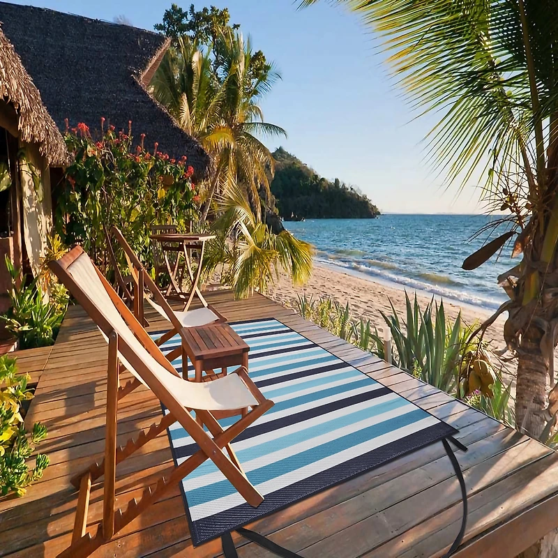 Mainstays 48"x72" ,100% Recycled Polypropylene, Outdoor Picnic, Camping Beach Mat Stripe -Lightweight Beach Mat