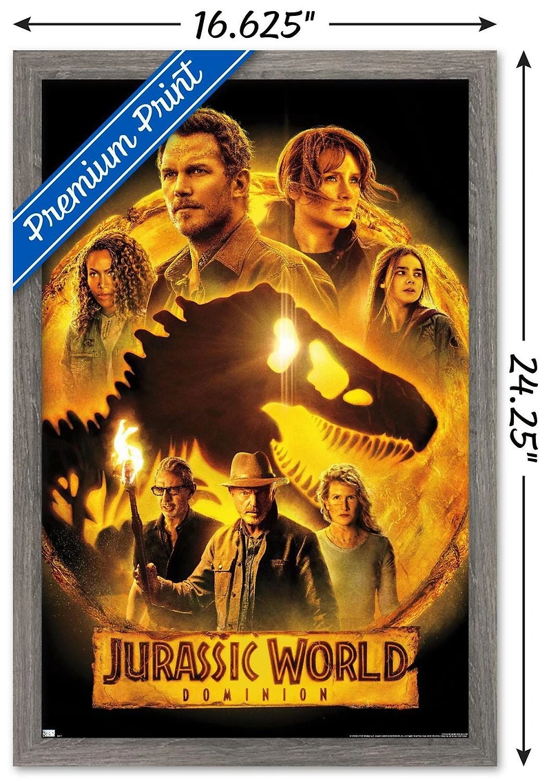 Jurassic World: Dominion - Group One Sheet Wall Poster, 14.725" x 22.375" Framed