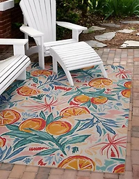 Tapis d'extérieur lavable Pensacola ivoire & orange 5 pi x7 pi