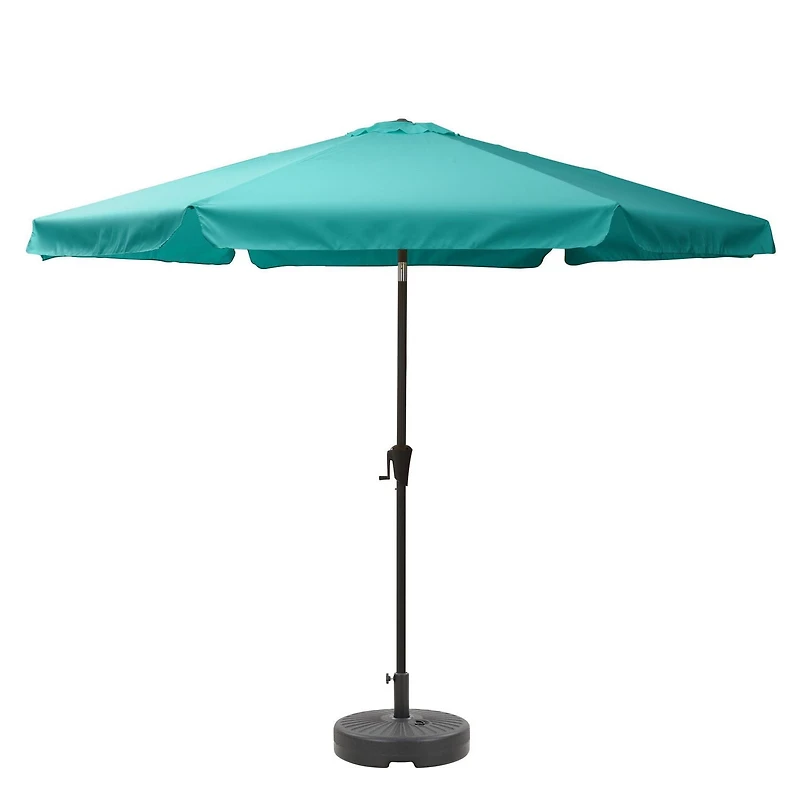 CorLiving Parasol de jardin rond de 3 m avec rabats latéraux, structure en acier et base ronde remplissable