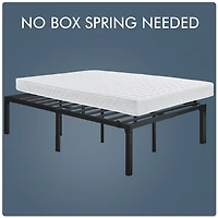 Fullfurnique Cadre de Lit Plateforme en Métal avec Lattes en Métal Renforcé, Simple, Noir