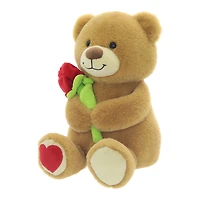 Grande peluche ours en peluche beige avec fleur pour la fête des mères