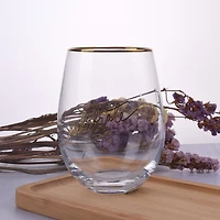 Brillant design Clear Stemless Wine Glass/ multi-purpose stemless wine glass- CELEBRATE
