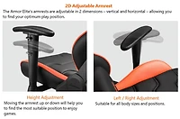 Chaise de gaming Cougar Armor Elite - Cuir PVC avec dossier inclinable jusqu'à 160º, accoudoirs 2D réglables et mécanisme d'inclinaison ajustable, coussins pour la tête et les lombaires