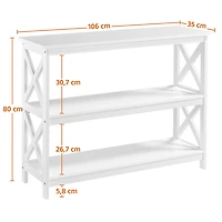 FULLFURNIQUE  3-Tier Console Table Entryway Table with X-shape Reinforcement Structures for Living Room, White