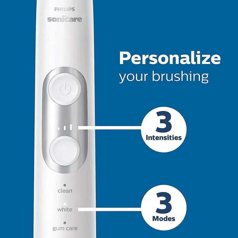 Philips Sonicare ProtectiveClean 6300 Whitening & Plaque Rechargeable Electric Toothbrush & Travel Case, HX6463/50, White
