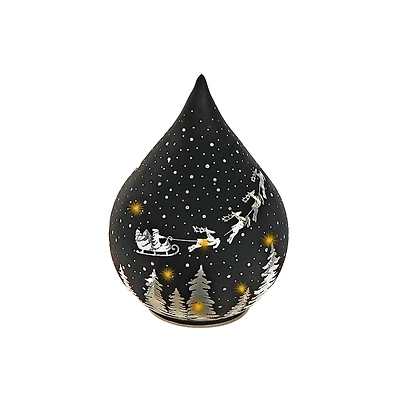 Support En Verre À Led En Forme De Larme (Père Noël Sur Un Traîneau) (Noir) - Lot De 2