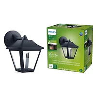 Philips Coach Outdoor Black Large Square Hardwired Wall Light Lantern Sconce With Integrated LED Bright White (3000K) (1-Pack)