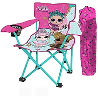 Danawares Chaise de camping pliante en polyester LOL Surprise avec porte-gobelet et sac de transport pour enfants Chaise de camping avec sac de transport LOL Surprise
