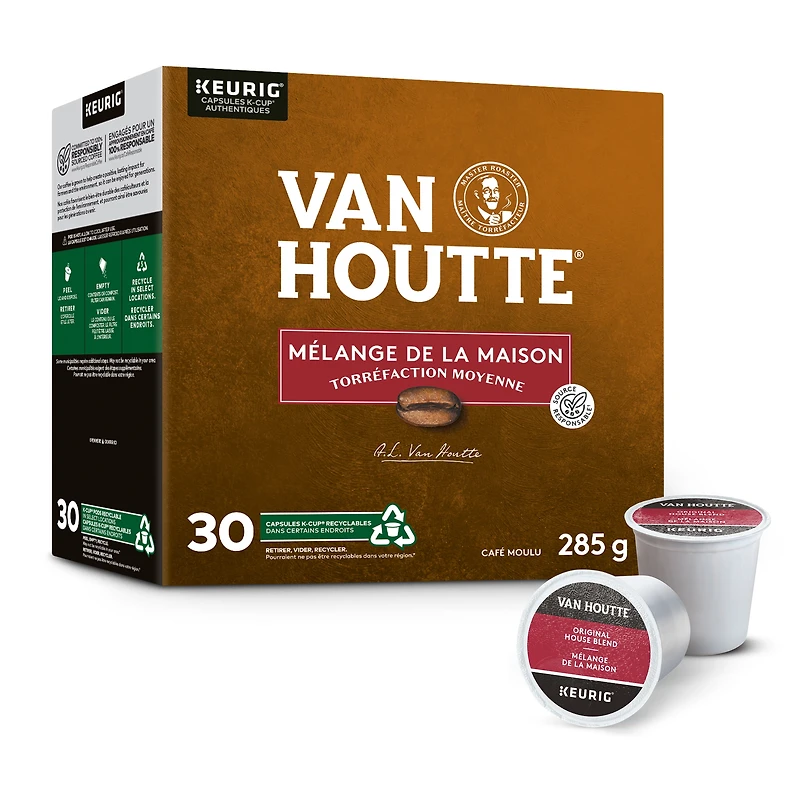 Capsules K-Cup de café Mélange de la maison Van Houtte, torréfaction moyenne 30 unités