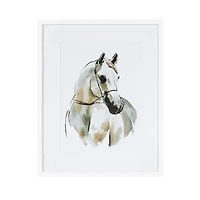 Hometrends White Horse Art Framed and Matted