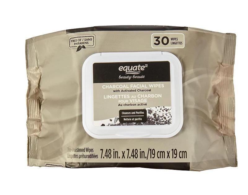 Equate Beauty Charcoal Facial Wipes 30ct
