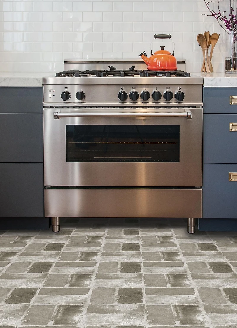 FloorPops Harvard Brick Grey Peel and Stick Floor Tiles Set of 20