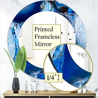 Designart 'Marbled Geode 11' Mid-Century Mirror - Oval or Round Wall Mirror - 24x24