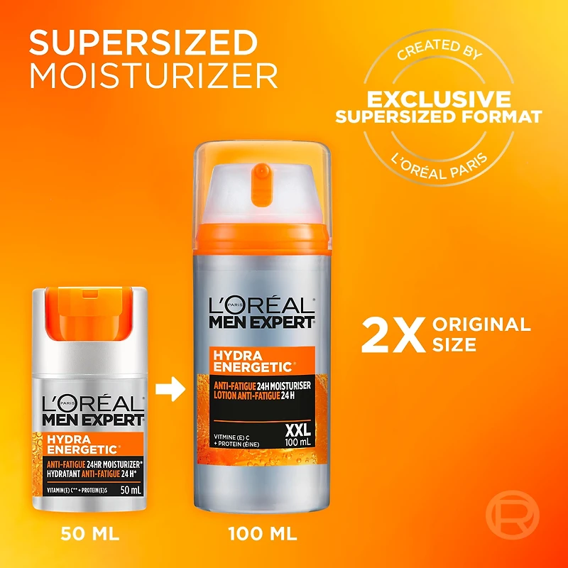 L’Oréal Paris Men Expert Hydra XXL Energetic Anti Fatigue Men's Daily Moisturizer, 100ml