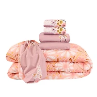 Ensemble de literie 5 pièces pour lit double, Pink Daisy