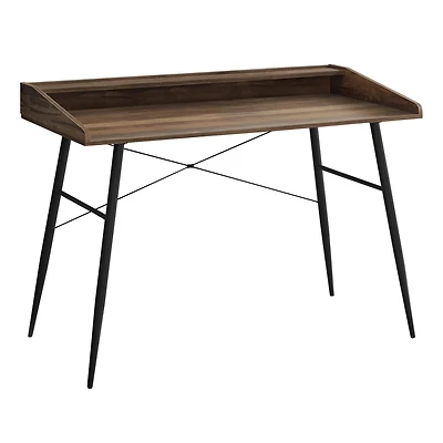 Monarch Specialties Bureau, Bureau À Domicile, Ordinateur Portable, Étagères De Rangement, 48"l, Travail, Métal, Stratifié, Brun, Noir, Contemporain, Moderne