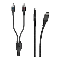 Scosche CAUXB4RCAA-SP 3.5mm AUX to USB-C Braided Cable & RCA Audio Adapter Kit 4-ft. Space Gray, Stereo Cable for USB-C Device