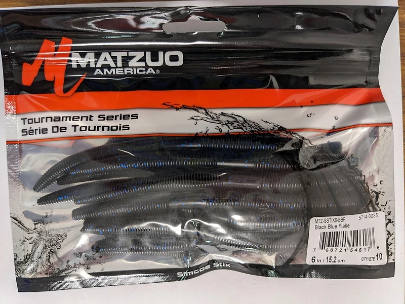 Matzuo MTZ-SSTIZ6-BBF Simcoe Stix Noir/Bleu Flocon 6" (paquet de 10) Simcoe Stix Noir/Bleu Flocon